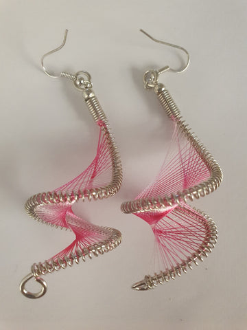 Earrings, spiral pink