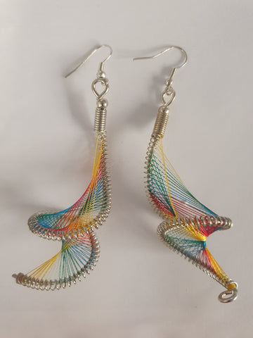 Earrings, spiral multicoloured