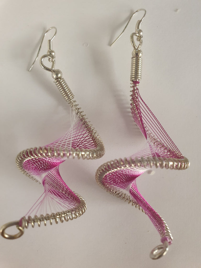 Earrings, spiral purple