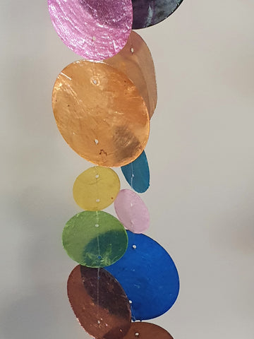 Capiz shell, wind chime/ dangler MULTICOLOURED shell complete  length approx 170cm PLEASE BE AWARE this is a single strand