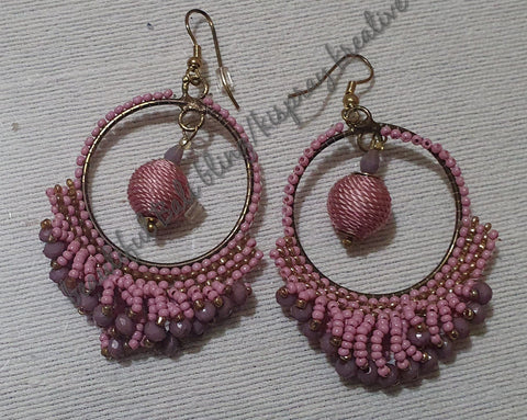 Earrings, indian, musky pink
