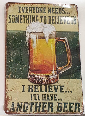 Decorative plate, I Believe I'll have another Beer Retro approx 30cm x  20cm #0384