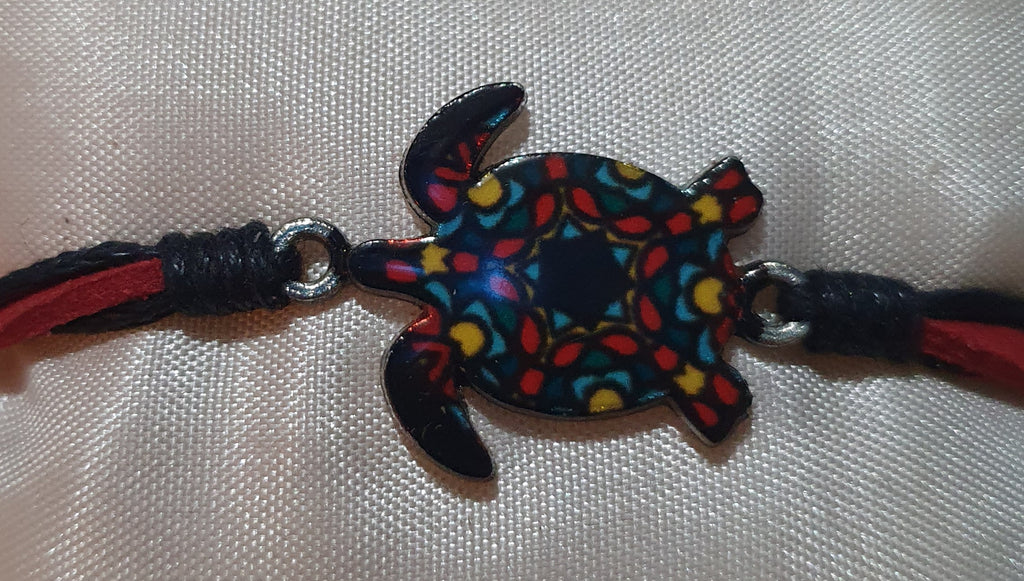 Friendship bracelets turtles black/hot pink band