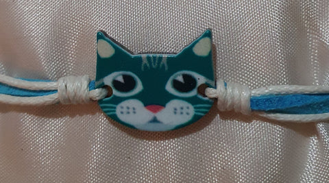 Friendship bracelets cats blue/white band