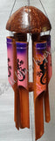 Bamboo windchime gecko pink/purple chime length 34 - 38cm APPROX complete length  from hook to striker APPROX 110cm