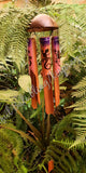 Bamboo windchime gecko pink/purple chime length 34 - 38cm APPROX complete length  from hook to striker APPROX 110cm