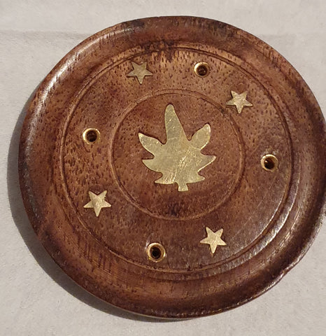 Incense holder, wooden, leaf