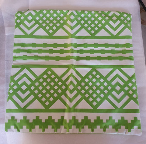 Cushion cover, Geometric apple green & white approx 40 cm x 40 cm #36
