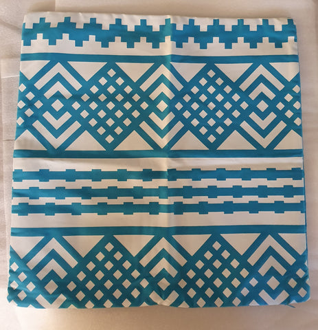 Cushion cover, Geometric blue & white approx 40 cm x 40 cm #37
