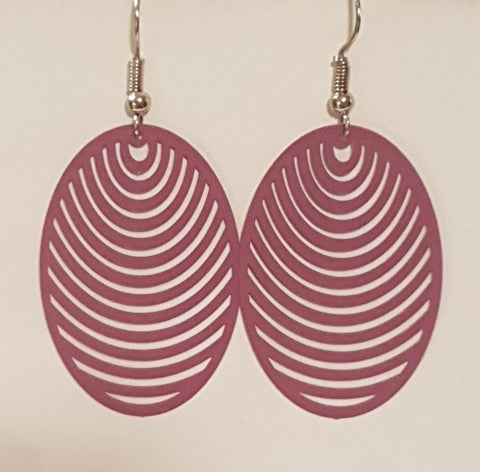 Earrings, oval rouge Size including earring hook is approx 60mm long.