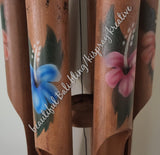 Bamboo windchime flower on plain background chime length 34 - 38cm APPROX complete length  from hook to striker APPROX 110cm