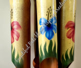 Bamboo windchime flower on yellow background chime length 34 - 38cm APPROX complete length  from hook to striker APPROX 110cm