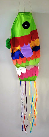 Windsock, fish Flag, approx 45 cm long body 85cm from mouth to end ribbons (#5)