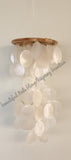 Capiz shell wind chime white   rattan circle 33 cm drop  x 15 cm wide approx (#20)