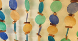 Capiz shell wind chime multi coloured driftwood shabby chic  95 cm complete drop including twine  x 50 cm wide approx #0149