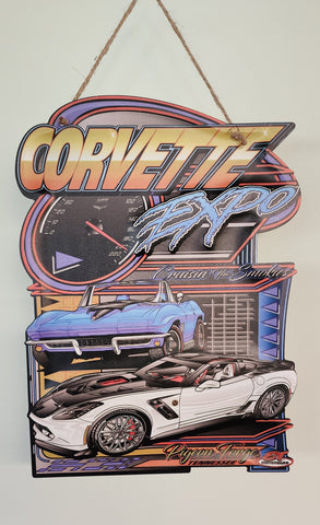 Retro decorative plate embossed CORVETTE EXPO approx 25 x 35 cm #0503