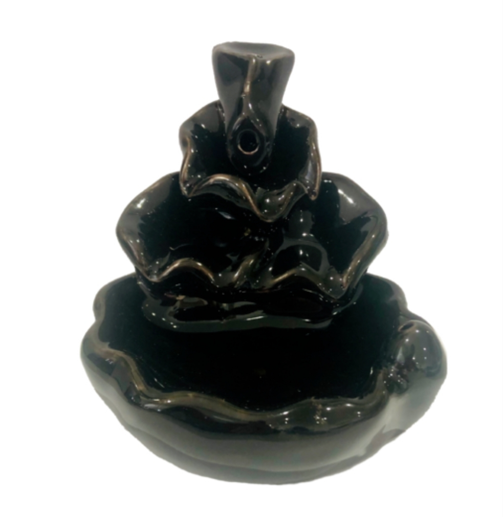 BACKFLOW incense burner/holder Ceramic,  Waterfall A approx 10cm x 11cm x 11cm