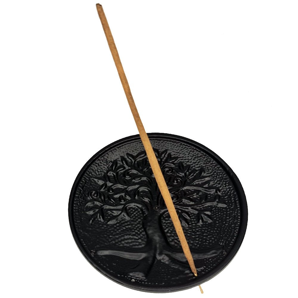 Incense burner/holder TREE OF LIFE Aluminium BLACK 10cm approx