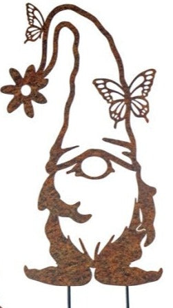 Garden stake Gnome, with butterflies  approx  66 cm x 25 cm