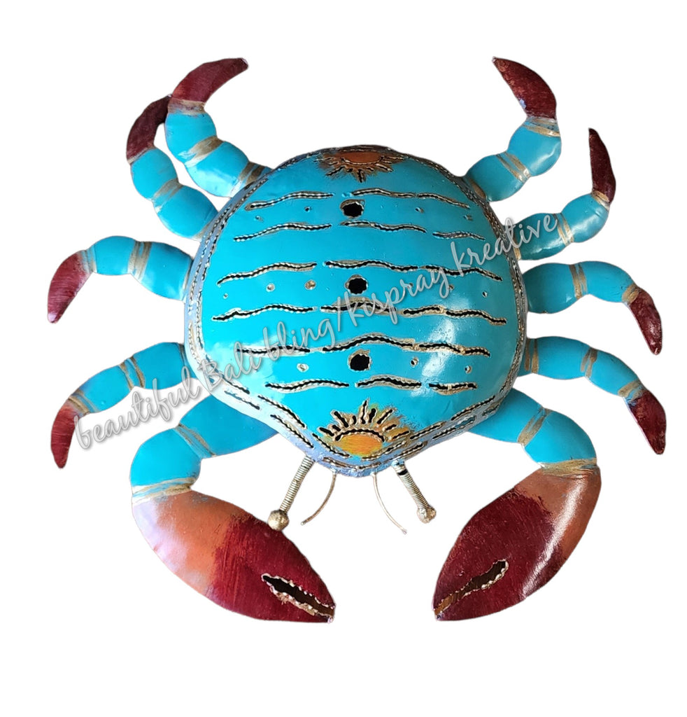 Mosquito coil holder crab teal with lines #2111