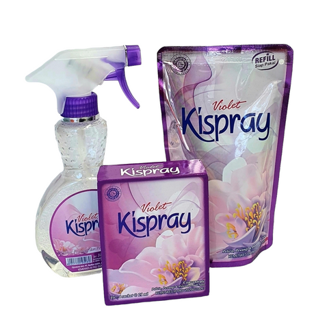 Kispray Purple collection!  1 x 300ml premixed sachet, 1 x box sachets concentrate and 1 x bottle premixed. ALL PURPLE