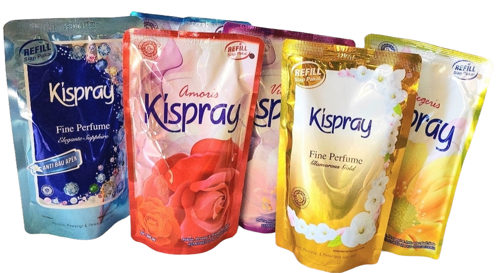 BULK BUY Kispray Collection all aromas INCLUDING THE NEW ELEGANT SAPPHIRE 6 premixed 280ml sachets buy 10 sets receive 11 sets.