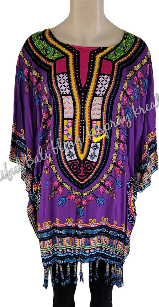 Kaftan, generous sizing, purple multicoloured 4XL Suit to size 24 #17