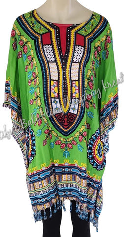 Kaftan, generous sizing, apple green  multicoloured 4XL Suit to size 24 #16