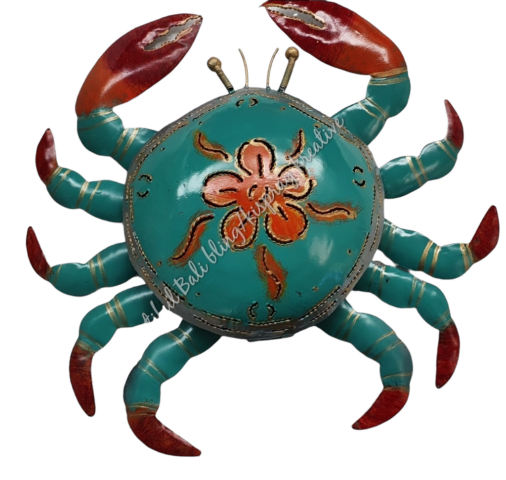 Mosquito coil holder crab teal with flower #2110