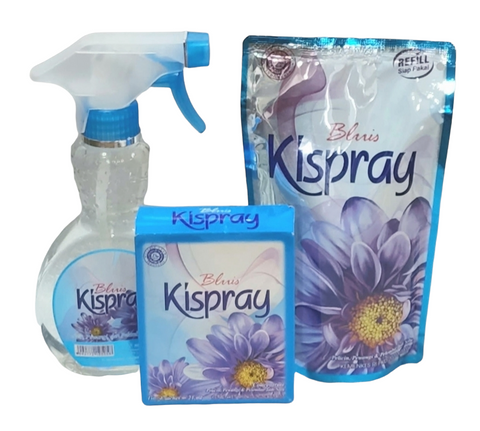 Kispray Blue collection!  1 x 300ml premixed sachet, 1 x box sachets concentrate and 1 x bottle premixed. ALL BLUE
