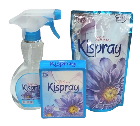 Kispray Blue collection!  1 x 280ml premixed sachet, 1 x box sachets concentrate and 1 x bottle premixed. ALL BLUE