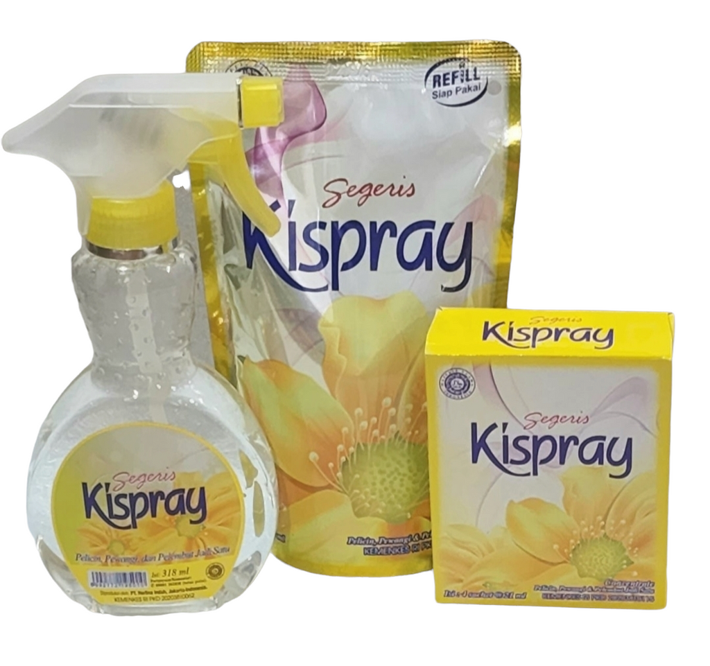 Kispray Yellow collection!  1 x 280ml premixed sachet, 1 x box sachets concentrate and 1 x bottle premixed. ALL YELLOW