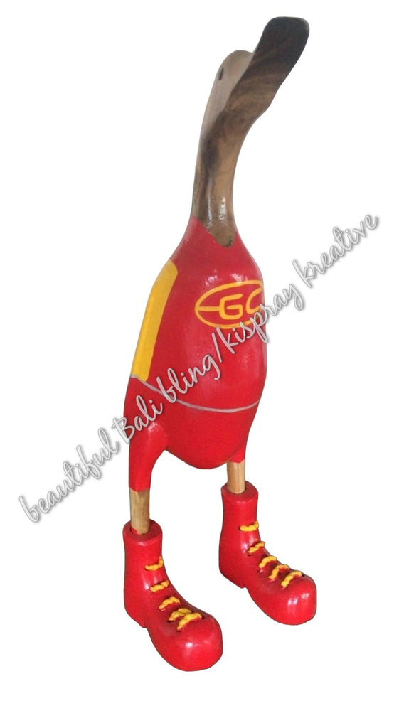 Duck, wooden, Gold Coast Suns football colours🦆