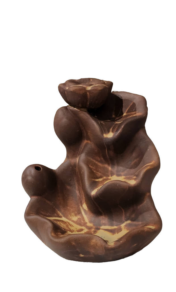 BACKFLOW incense burner/holder Ceramic,  Brown waterfall approx cm x cm