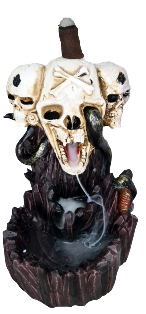 Backflow burner Three Skulls  23cm x 15cm x 17cm & bonus cones