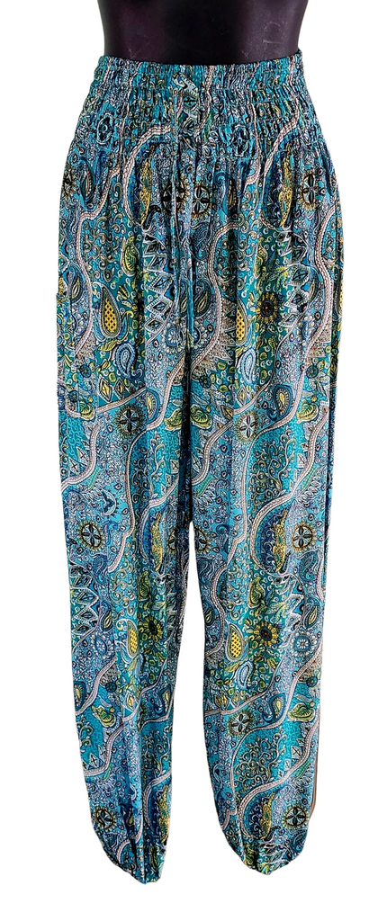 Harem pants  Full length PAISLEY BLUE GREEN M Suit to size 12. clothing