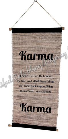 Sign, Natural fibres, KARMA fabric approx 37cm x 75cm