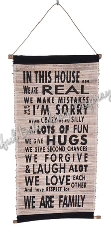 Sign, Natural fibres, WE ARE FAMILY fabric approx 37cm x 75cm