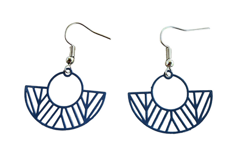 Earrings, boat dangles blue/grey. Size including earring hook is approx 40mm long.