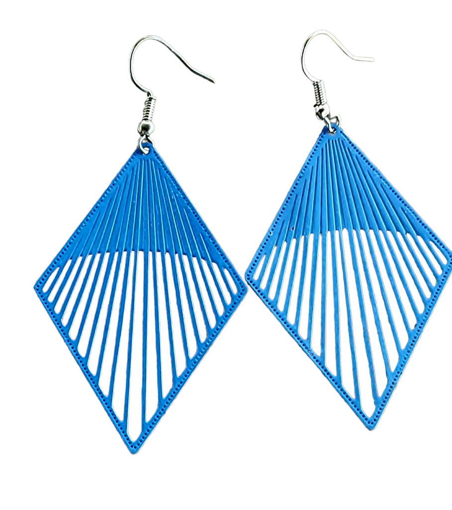 Earrings, filigree blue