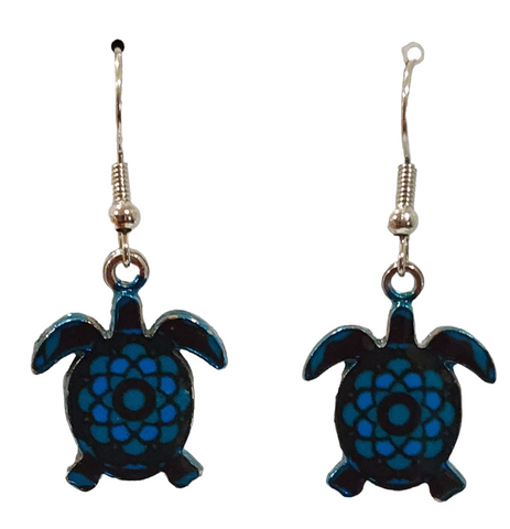 Turtle Earring, BLUE/BLACK