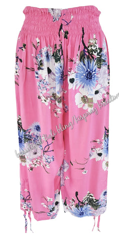 Harem pants  Three Quater length PINK & Floral Suit to size 8 to 12. clothing #27