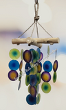 Capiz shell wind chime  multicoloured, wooden cross  cm drop  x  cm wide approx (#)