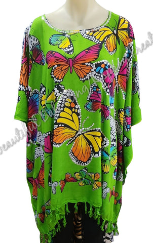 Kaftan, Sequins Butterflies generous sizing, 4XL Suit to size 24 (#6)