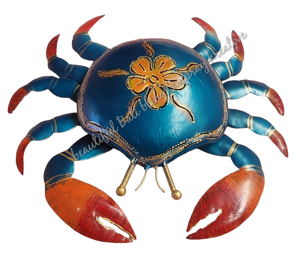 Mosquito coil holder crab blue with flower #2124