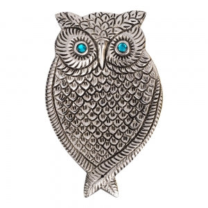 Incense burner/holder, OWL Aluminium 8cm x 13cm approx