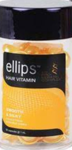 Ellips jar of 50 BLACK & YELLOW SMOOTH & SILKY capsules of hair oil