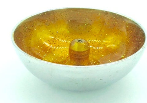 Incense holder bowl, yellow with glitter