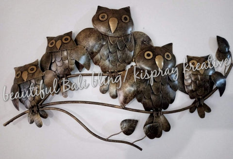 Wall art Owl family   measuring  50cm long x 35 cm high in full