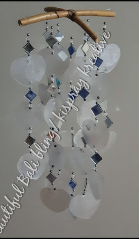 Capiz shell wind chime with mirrors   33 cm drop  x 17 cm wide approx
